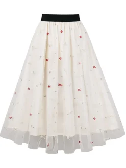Fashion Retro Stage 1950s High Waist Colorful Flower Skirt