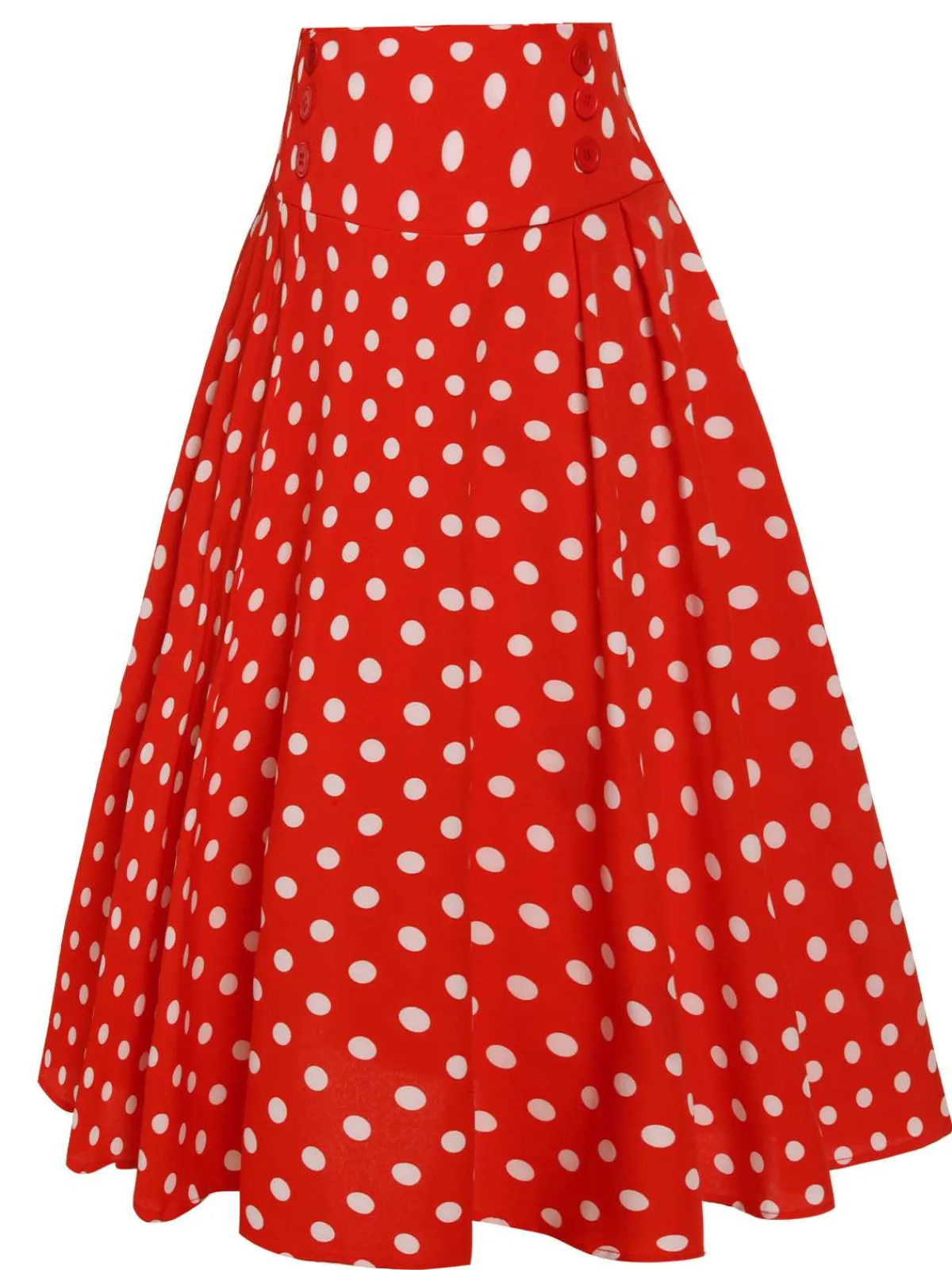 Best Retro Stage 1930s High Waist Contrast Polka Dots Skirt