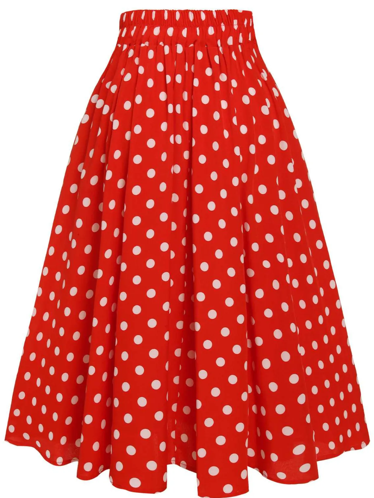 Best Retro Stage 1930s High Waist Contrast Polka Dots Skirt