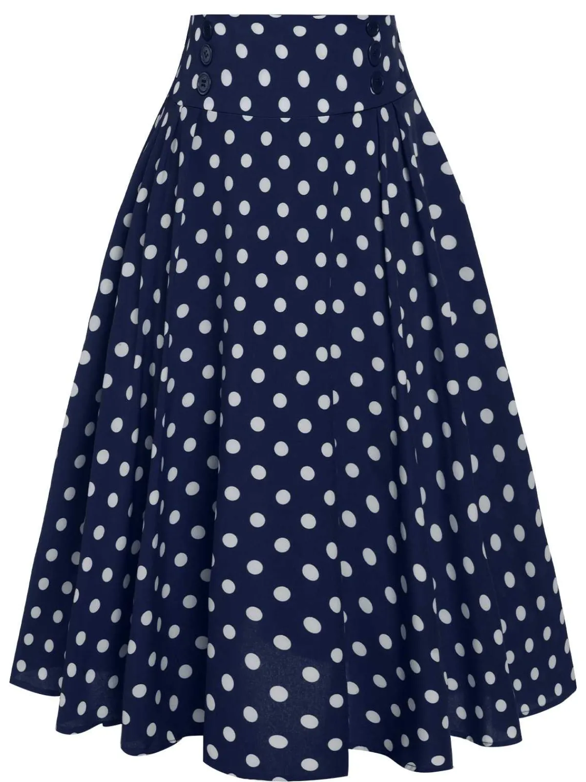 Best Retro Stage 1930s High Waist Contrast Polka Dots Skirt