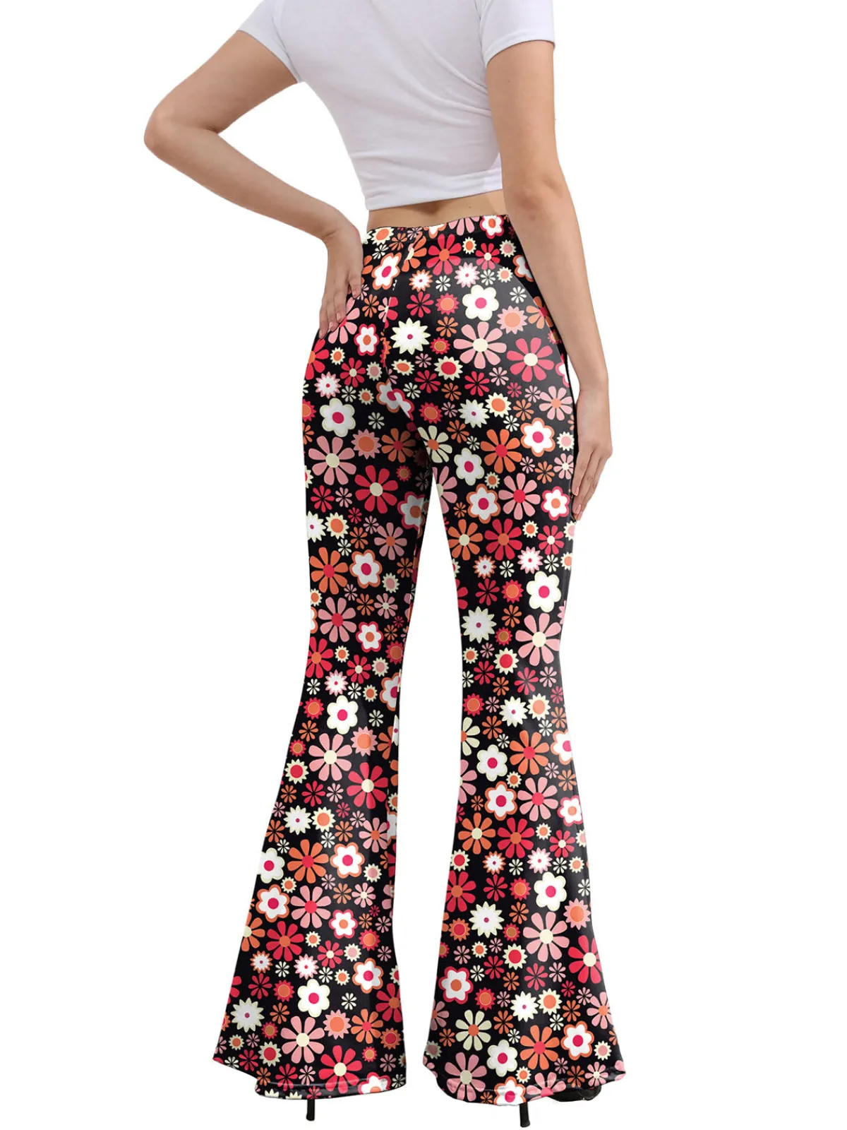 New Retro Stage 1960s High Waist Floral Flare Pants