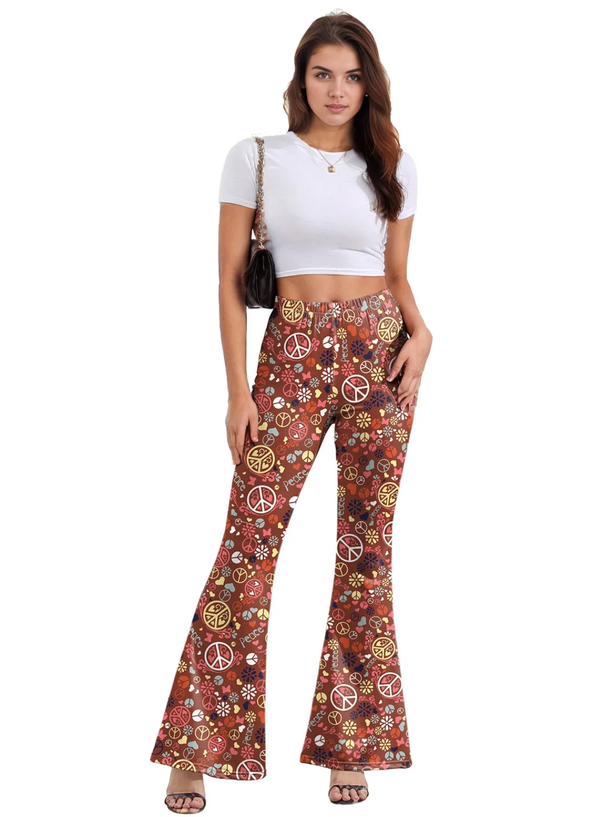 New Retro Stage 1960s High Waist Floral Flare Pants