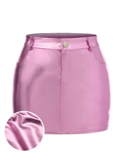 Discount Retro Stage 1960s High Waist Shiny Metallic Mini Skirt