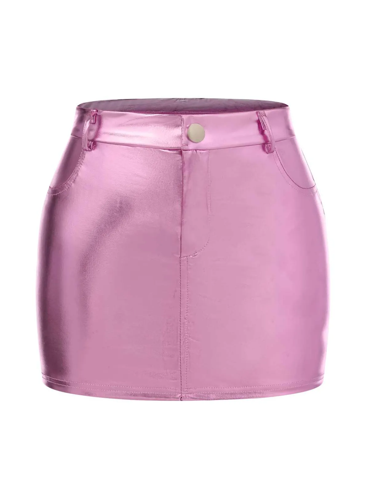 Discount Retro Stage 1960s High Waist Shiny Metallic Mini Skirt