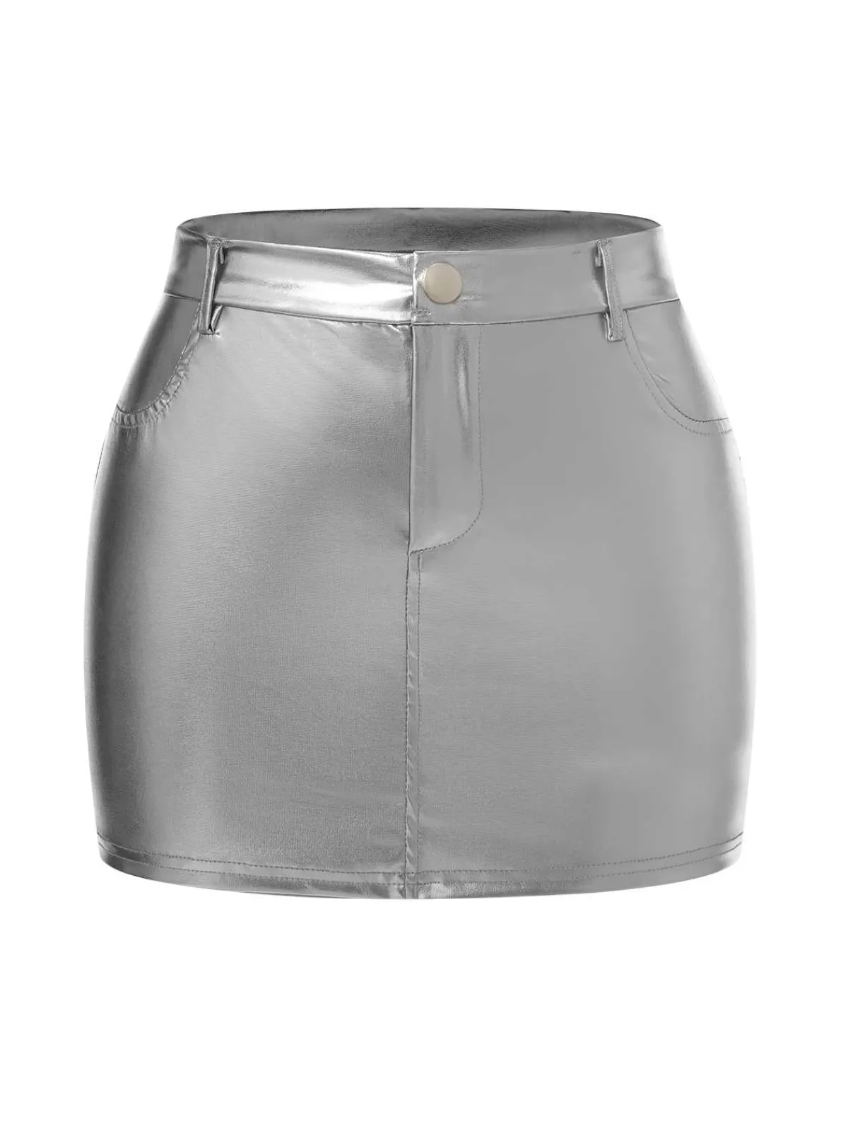 Discount Retro Stage 1960s High Waist Shiny Metallic Mini Skirt