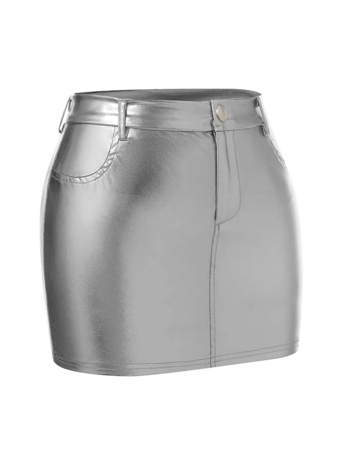 Discount Retro Stage 1960s High Waist Shiny Metallic Mini Skirt