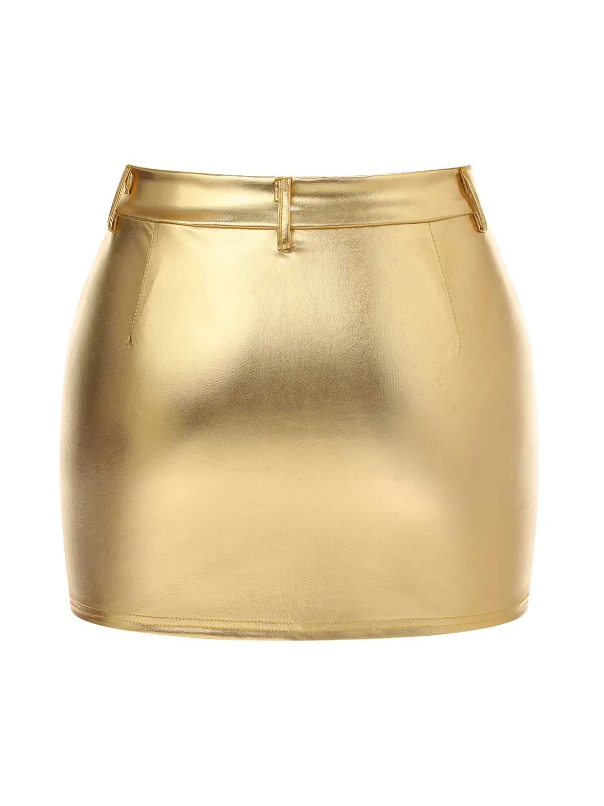 Discount Retro Stage 1960s High Waist Shiny Metallic Mini Skirt