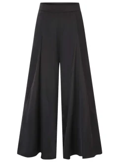 Outlet Retro Stage 1930s High Waist Wide Leg Solid Pants