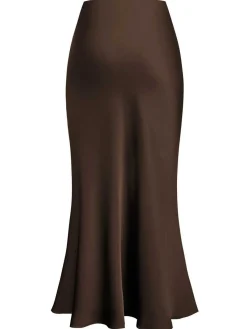 Discount Retro Stage 1930s High-Waist Satin Solid Mermaid Skirt