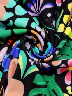 Sale Retro Stage 1970s Hippie Strap One-Piece Swimsuit Floral