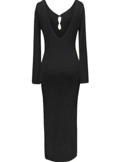 Fashion Retro Stage 1960s Hollow Knitted Maxi Dress Cover-Up