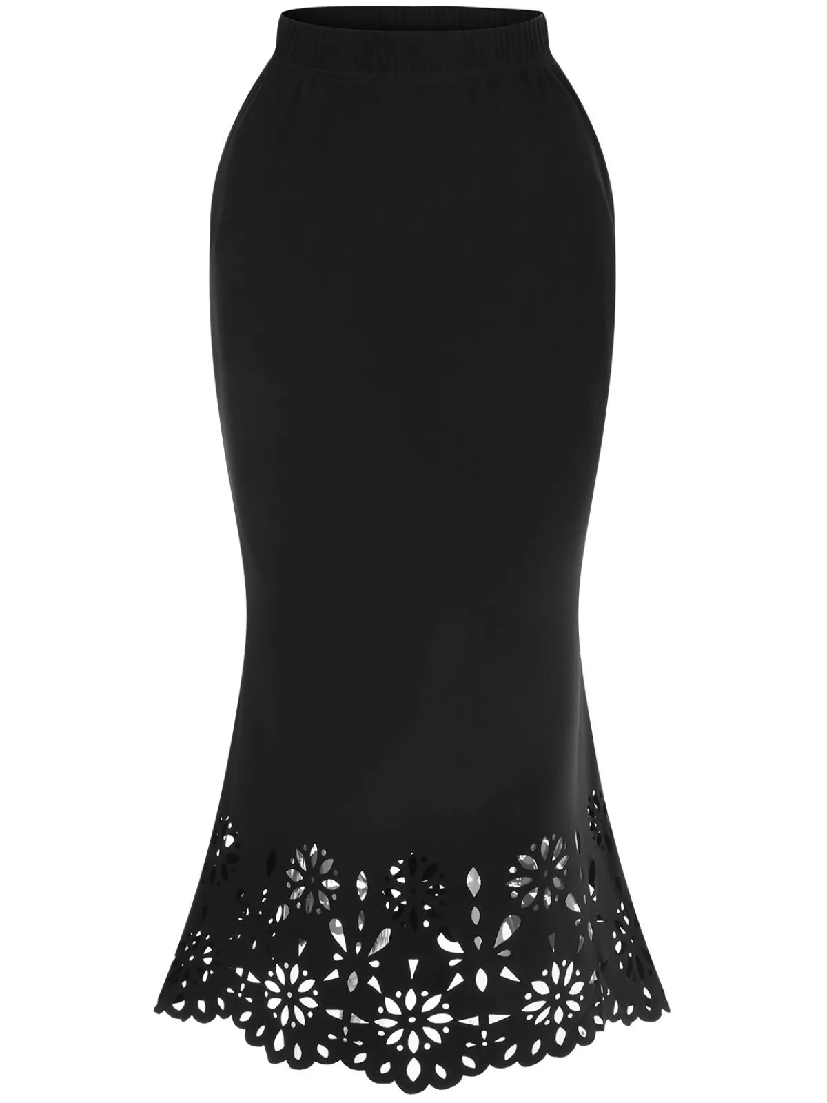 Best Retro Stage 1930s Hollow Out Solid Fishtail Skirt