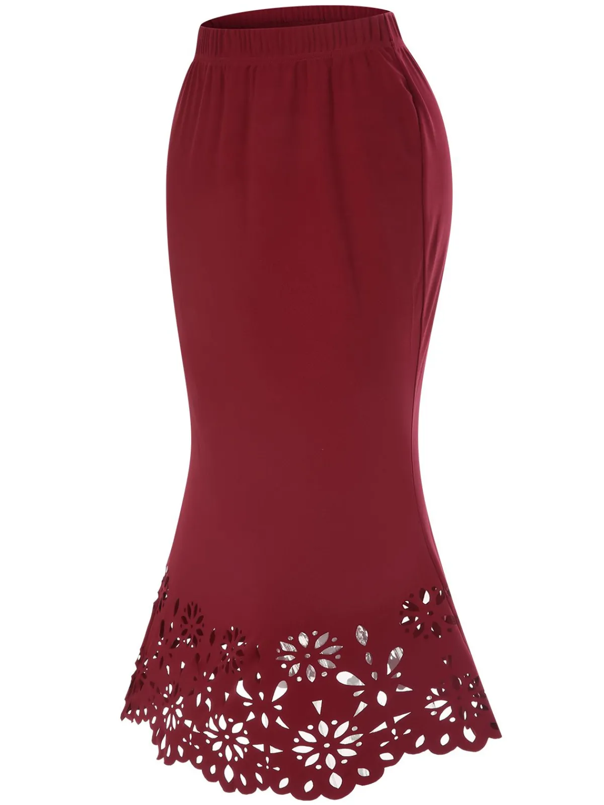 Best Retro Stage 1930s Hollow Out Solid Fishtail Skirt