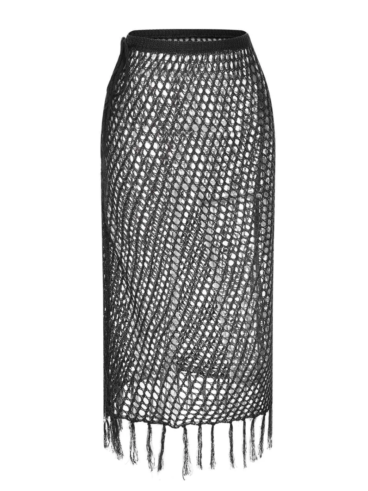 Fashion Retro Stage 1960s Hook Pattern Hollow Fringed Cover Up
