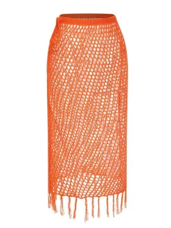 Fashion Retro Stage 1960s Hook Pattern Hollow Fringed Cover Up