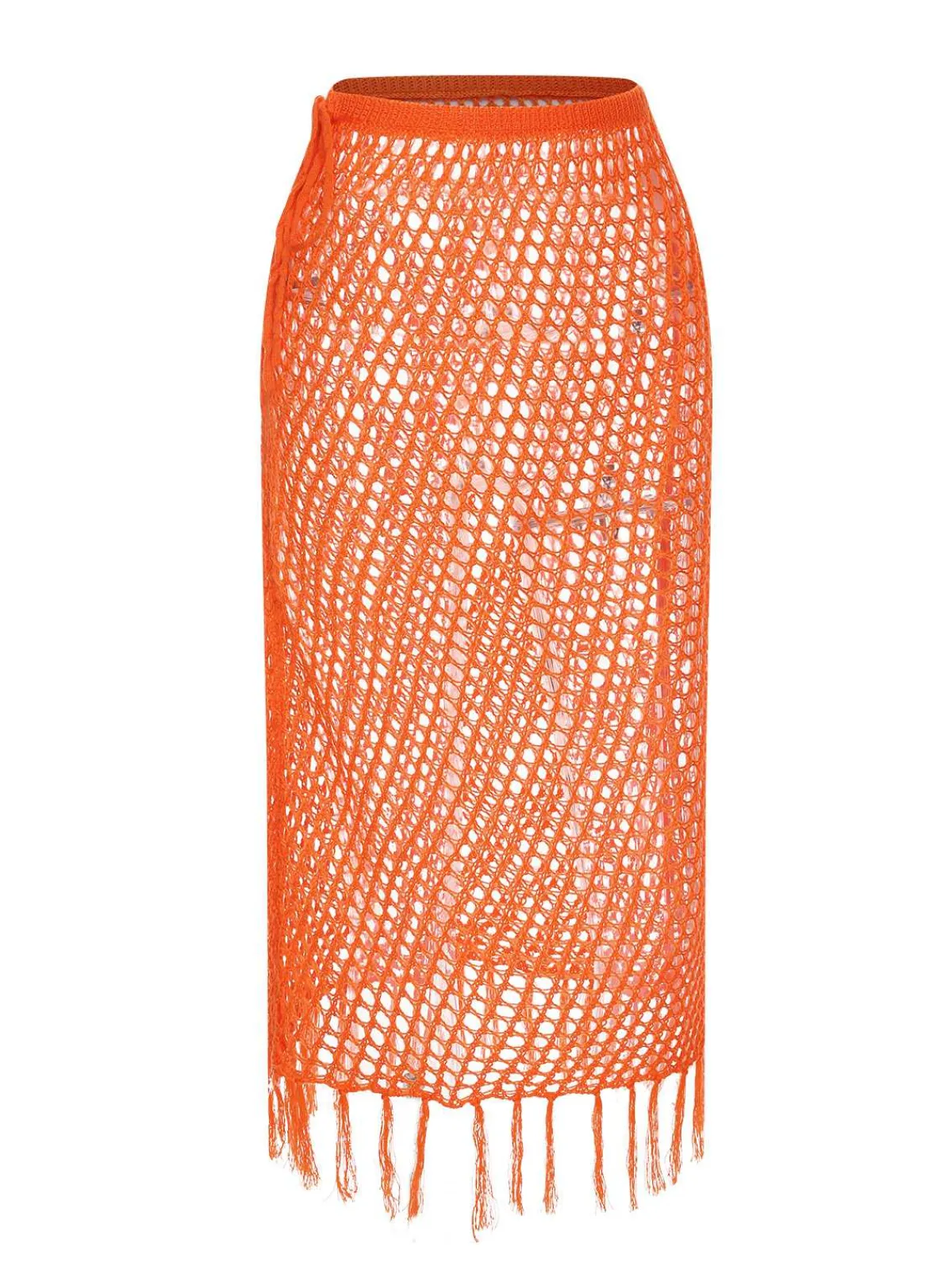Fashion Retro Stage 1960s Hook Pattern Hollow Fringed Cover Up