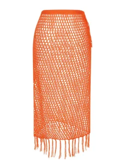 Fashion Retro Stage 1960s Hook Pattern Hollow Fringed Cover Up