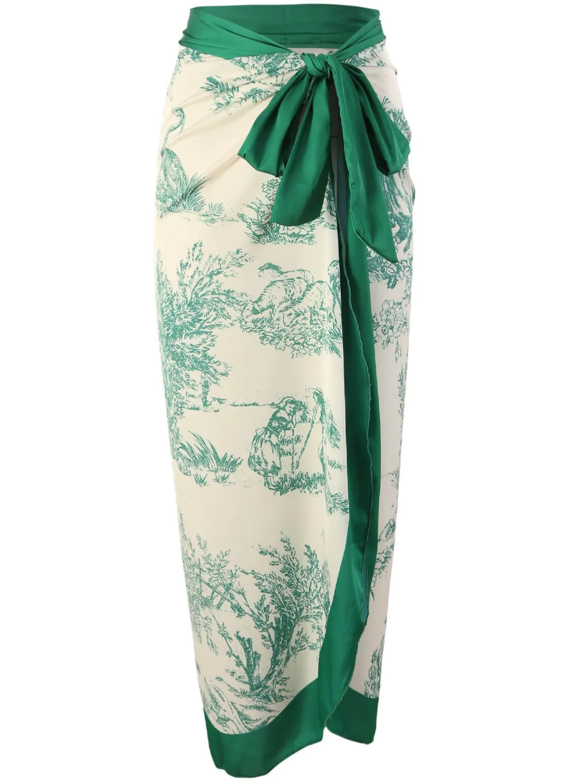 Fashion Retro Stage 1960s Ink Floral Patchwork Tie-Up Cover-Up