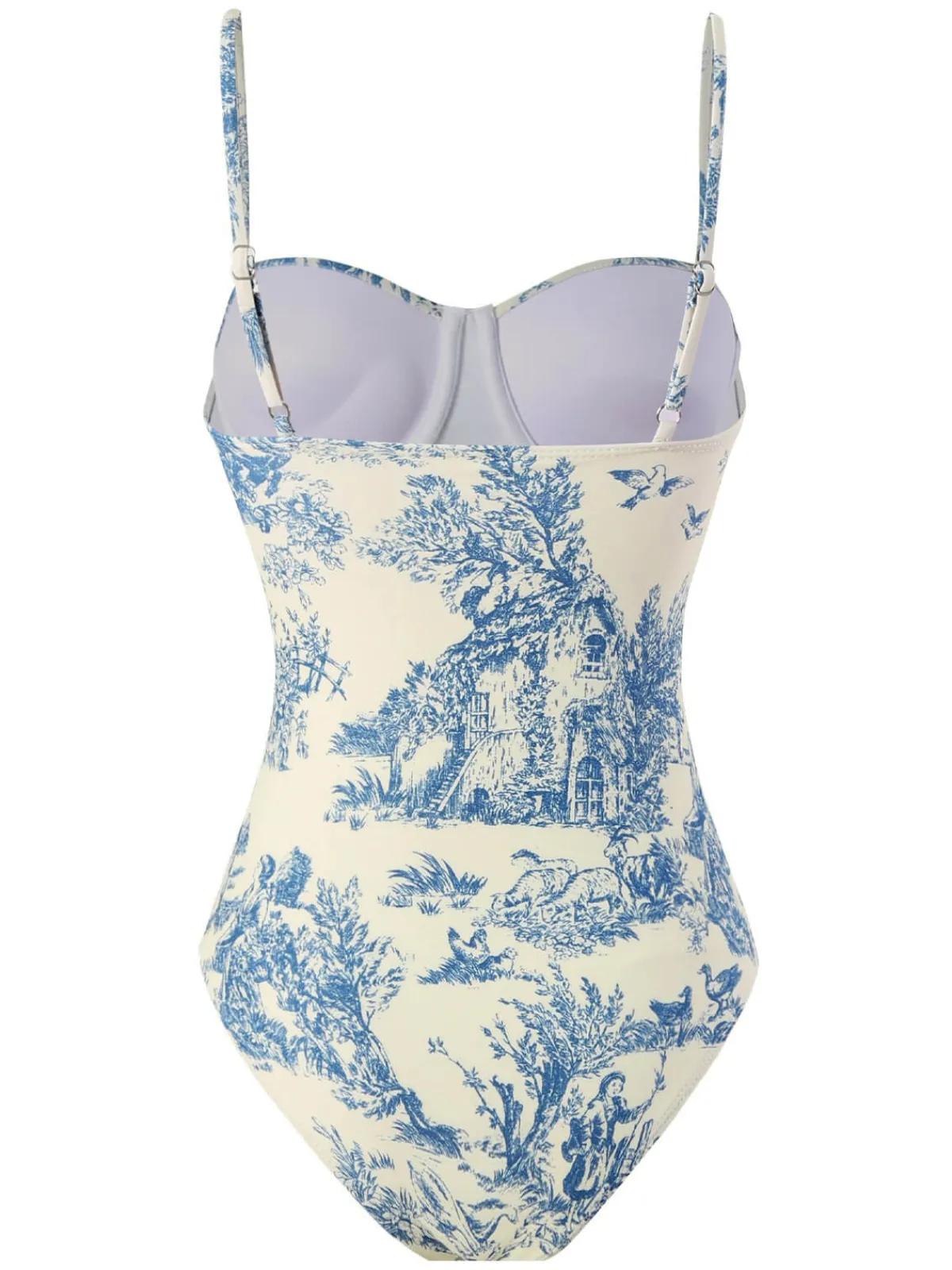 Outlet Retro Stage 1960s Ink Floral Spaghetti Strap One-Piece Swimsuit