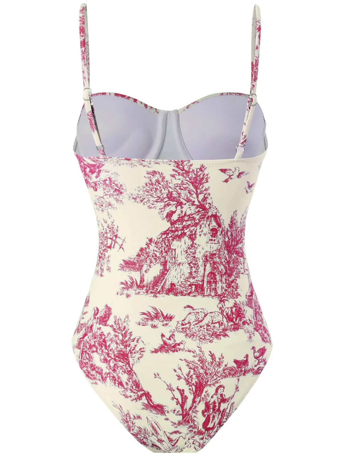 Outlet Retro Stage 1960s Ink Floral Spaghetti Strap One-Piece Swimsuit