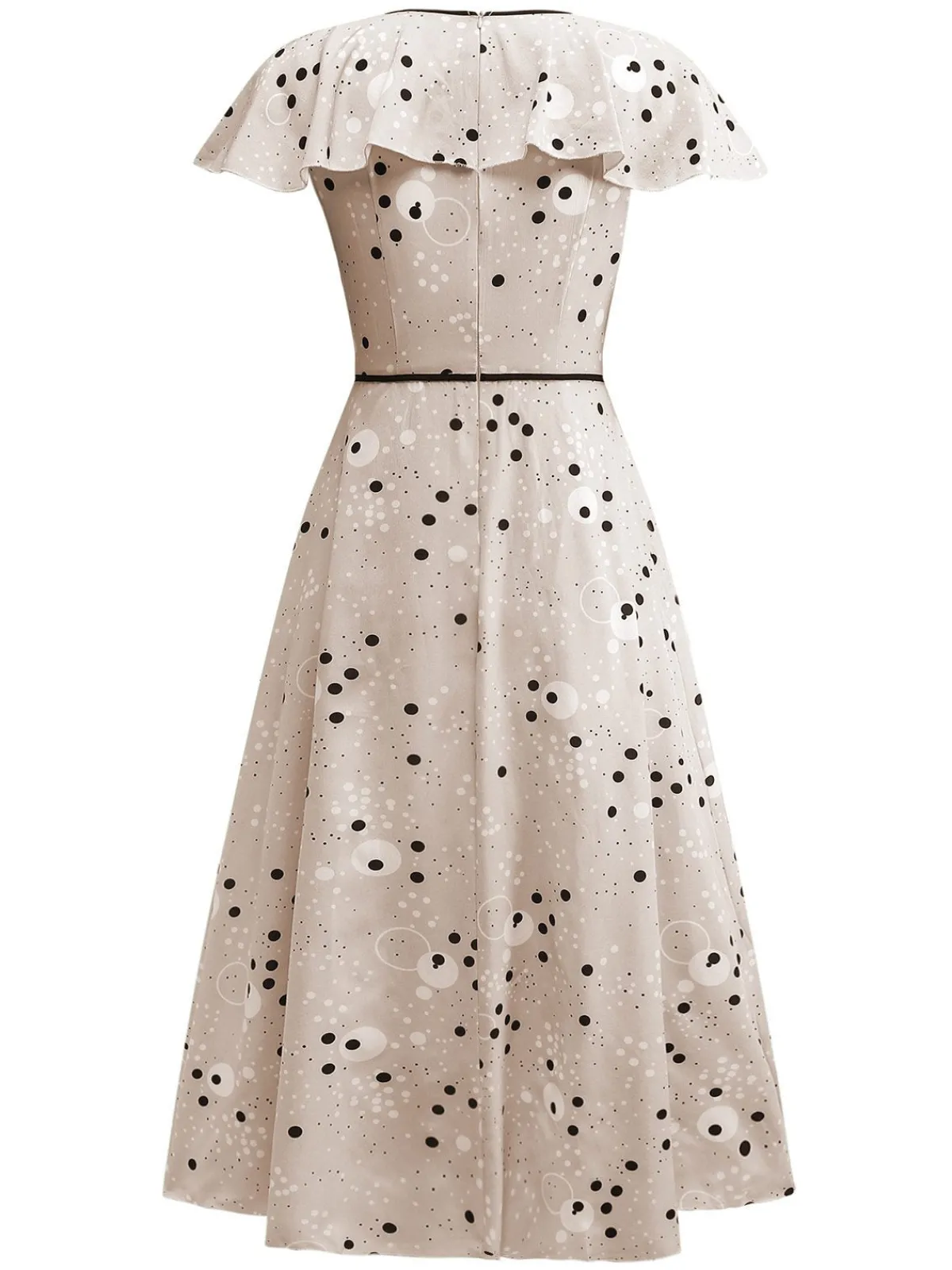 Hot Retro Stage 1940s Irregular Dots V-Neck Ruffled Dress