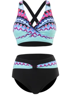 Sale Retro Stage 1940s Irregular Printed Patchwork Bikini Set