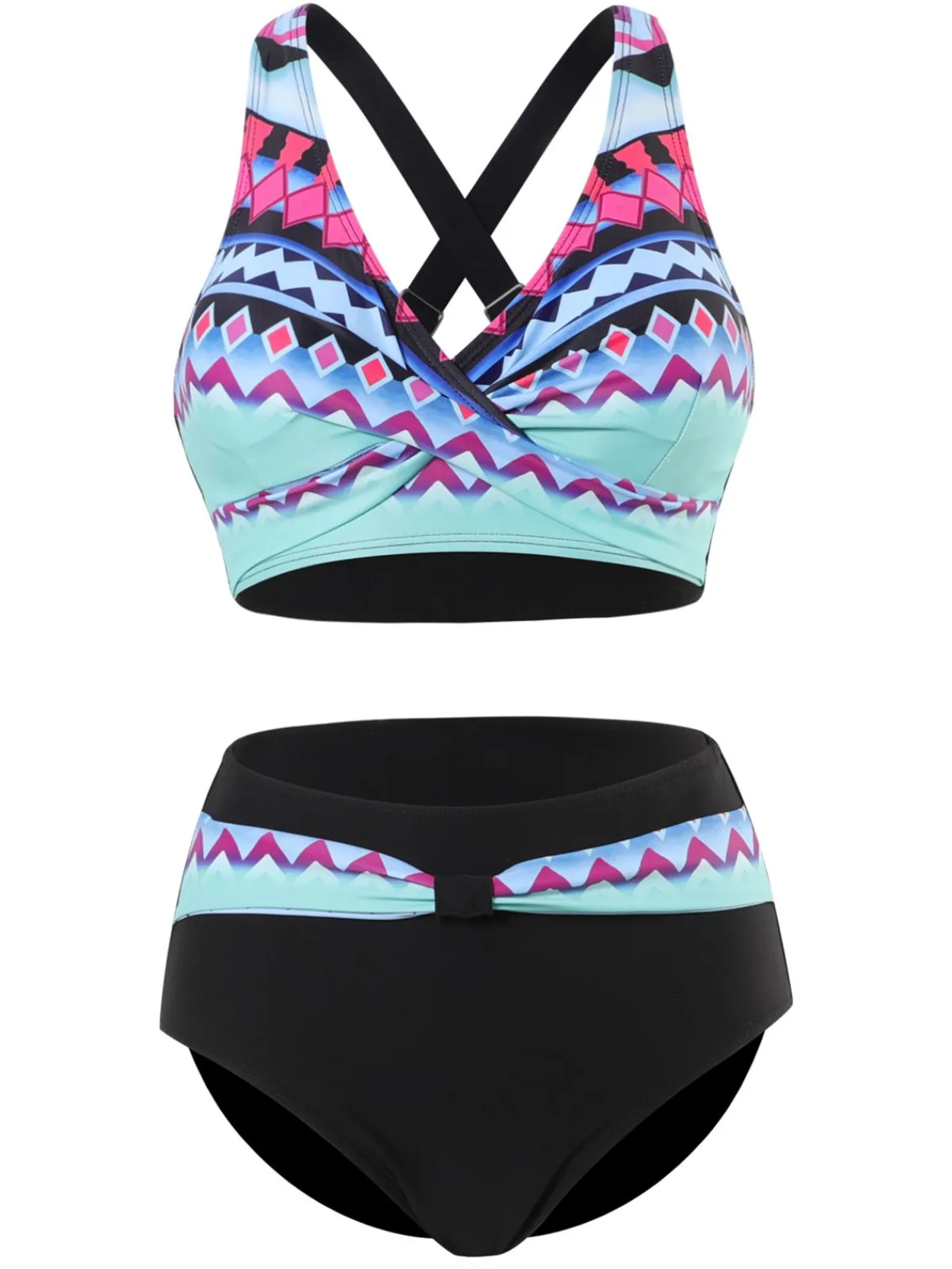 Sale Retro Stage 1940s Irregular Printed Patchwork Bikini Set
