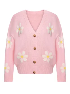 New Retro Stage 1960s Jacquard Floral Knitted Cardigan