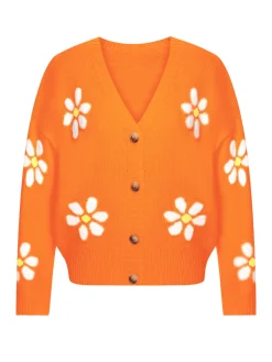 New Retro Stage 1960s Jacquard Floral Knitted Cardigan