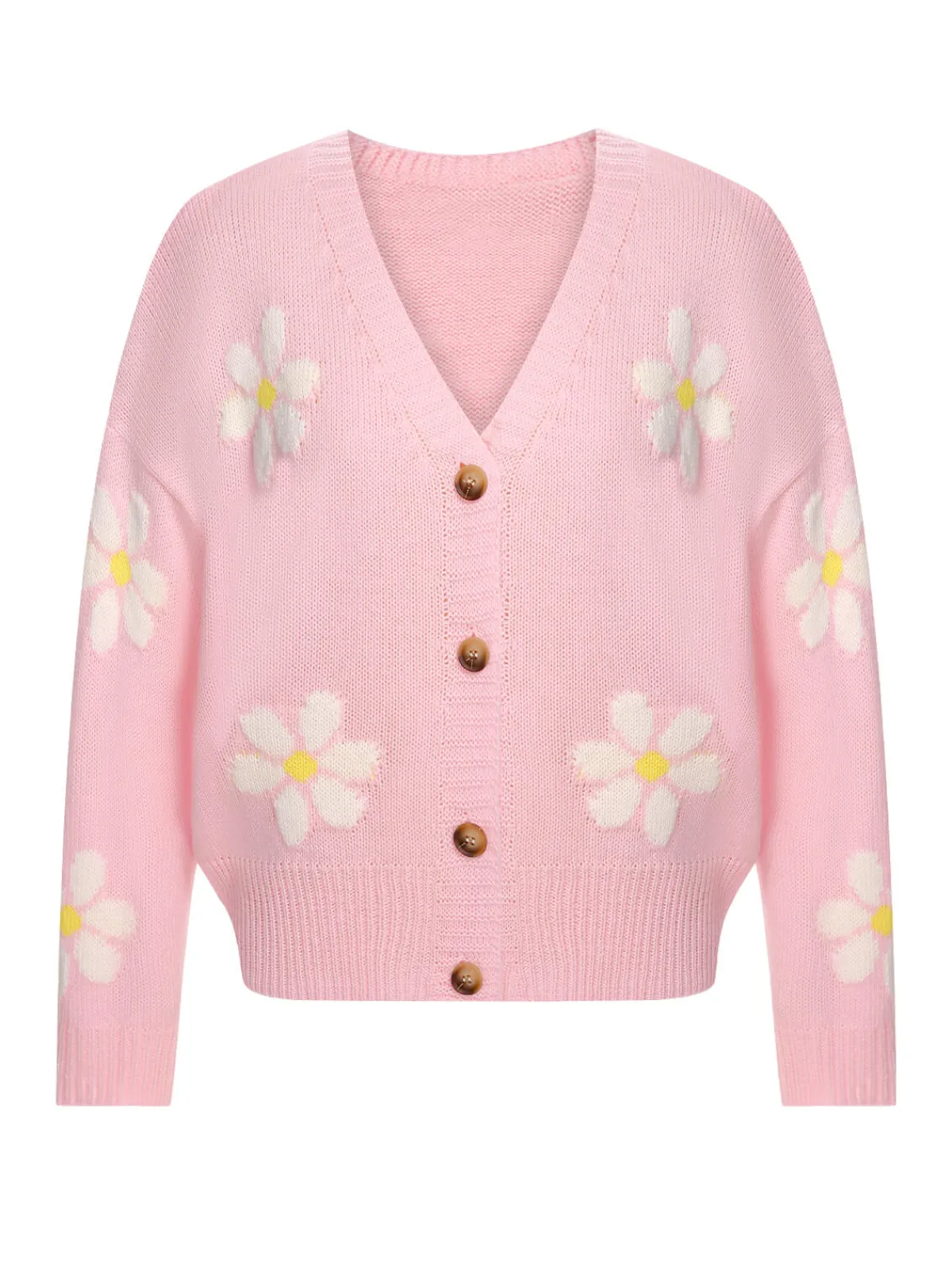 Clearance Retro Stage 1960s Jacquard Floral Knitted Cardigan