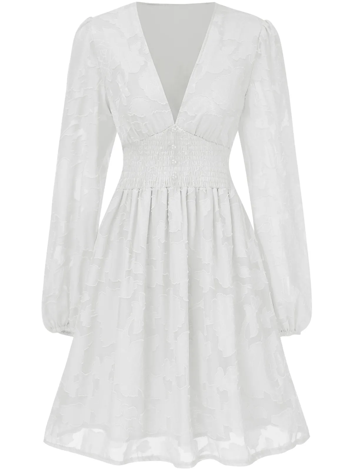Sale Retro Stage 1960s Jaquard Floral Deep V-Neck Skater Dress