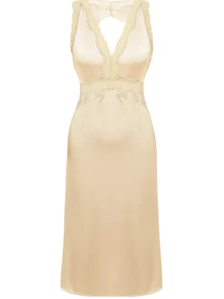 Online Retro Stage 1950s Lace Backless V-Neck Satin Sleepwear
