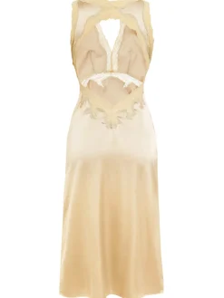 Discount Retro Stage 1950s Lace Backless V-Neck Satin Sleepwear