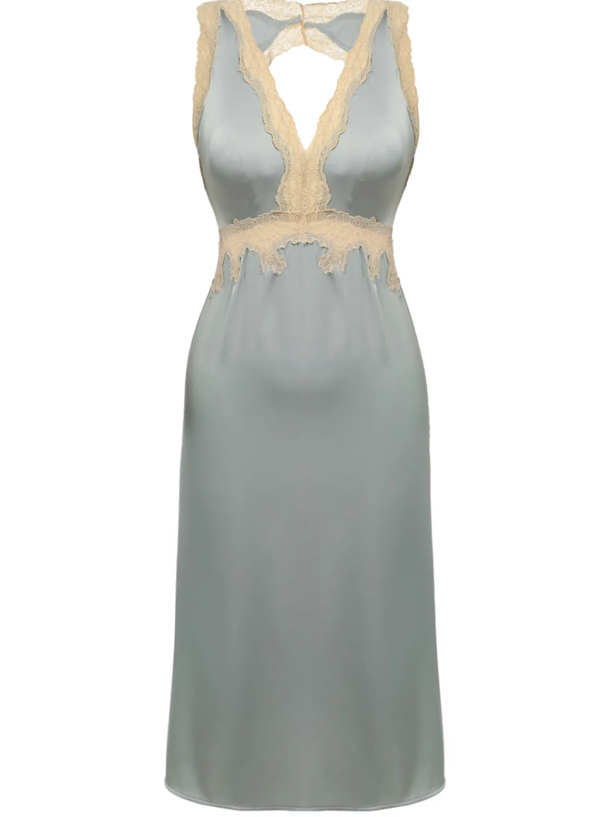 Best Retro Stage 1950s Lace Backless V-Neck Satin Sleepwear