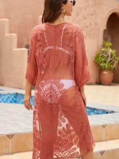 Hot Retro Stage 1950s Lace Embroidered Floral Cover-Up