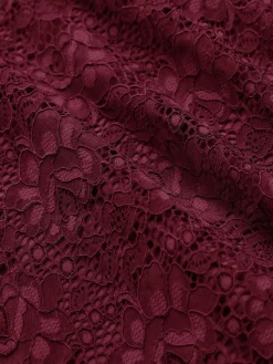 Sale Retro Stage 1950s Lace Floral Swing Dress Wine red