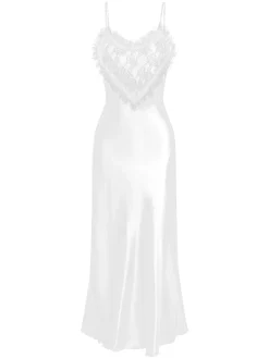 Clearance Retro Stage 1930s Lace Heart Satin Suspender Nightdress