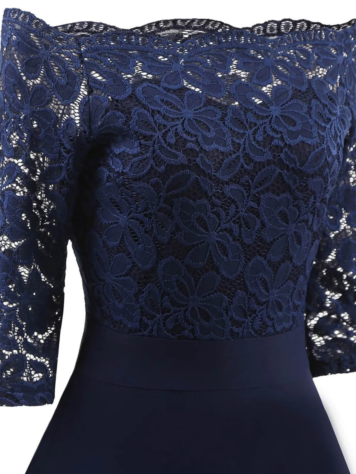 Hot Retro Stage 1950s Lace Off Shoulder Dress