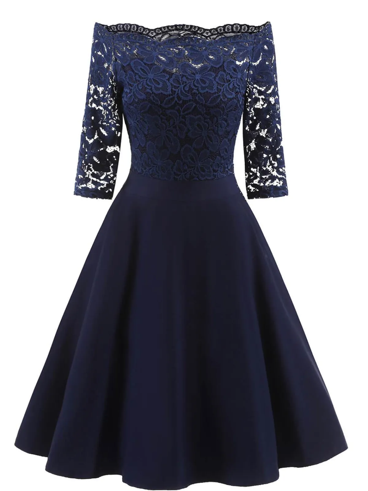 Clearance Retro Stage 1950s Lace Off Shoulder Dress
