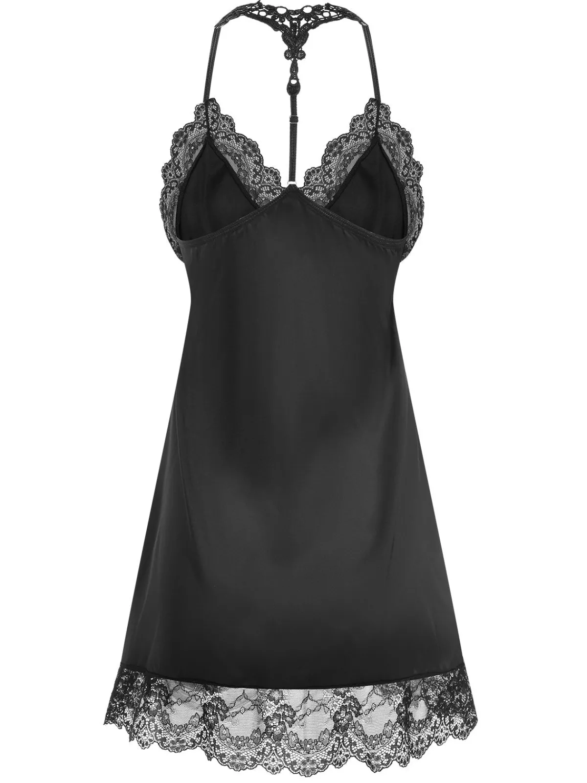 Online Retro Stage 1970s Lace Patchwork Spaghetti Straps Nightgown