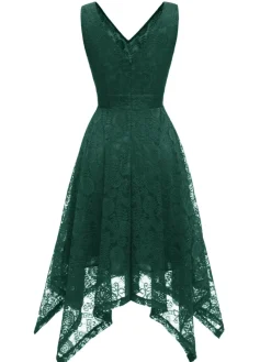 Online Retro Stage 1950s Lace Pointed Hem Swing Dress