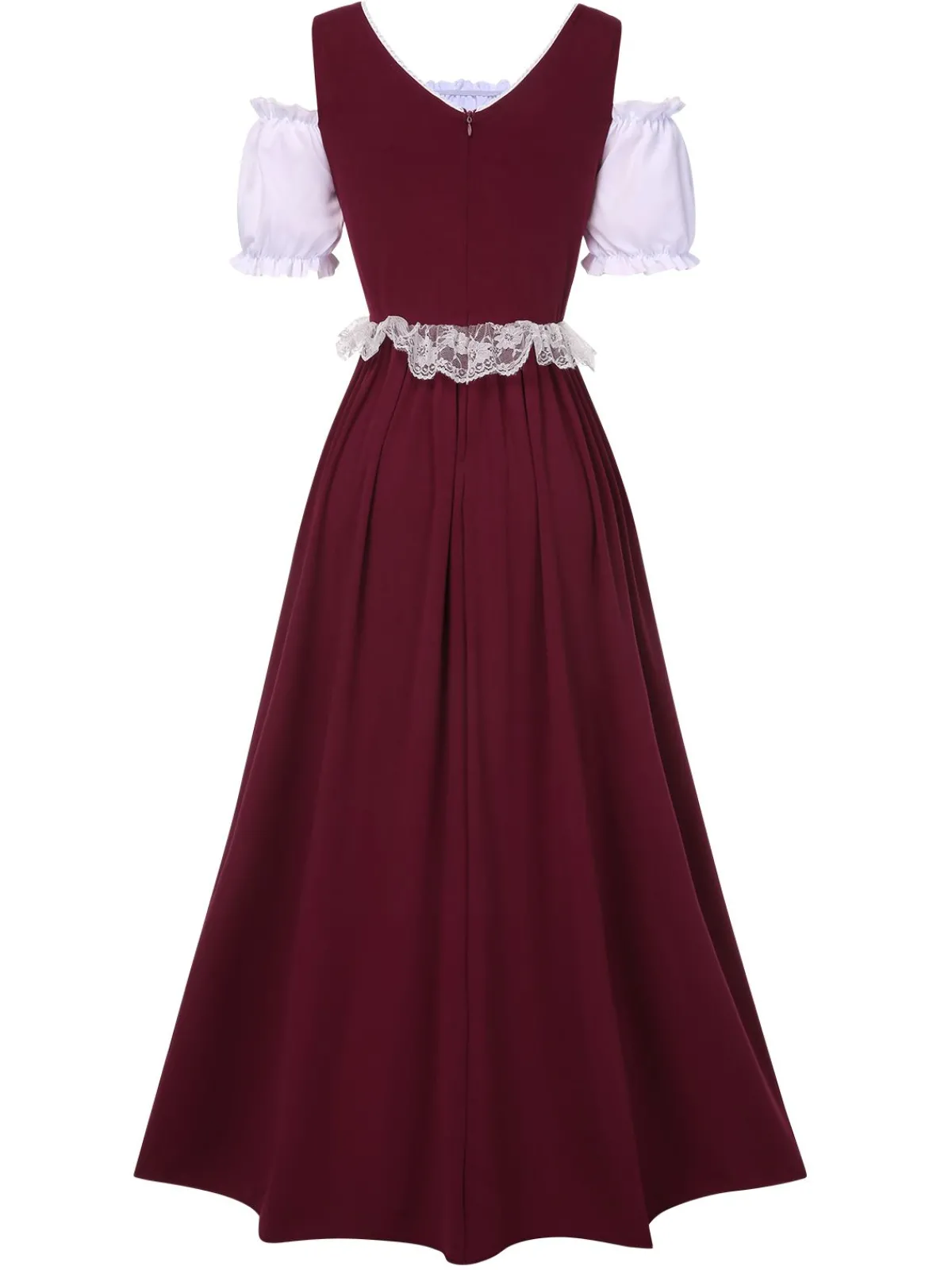 Sale Retro Stage 1940s Lace Puff Patchwork Dress & Ribbon