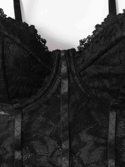 Fashion Retro Stage 1960s Lace Spaghetti Straps Corset Bodysuit
