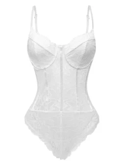 Fashion Retro Stage 1960s Lace Spaghetti Straps Corset Bodysuit