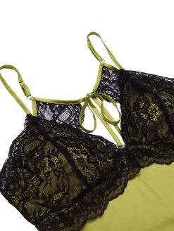 Fashion Retro Stage 1940s Lace Suspender Patchwork Backless Nightgown