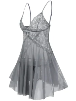 Hot Retro Stage 1940s Lace Suspender Sheer Nightgown