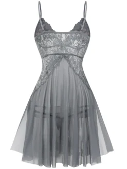 Hot Retro Stage 1940s Lace Suspender Sheer Nightgown