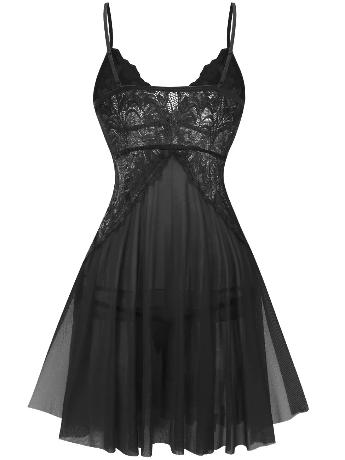 Hot Retro Stage 1940s Lace Suspender Sheer Nightgown