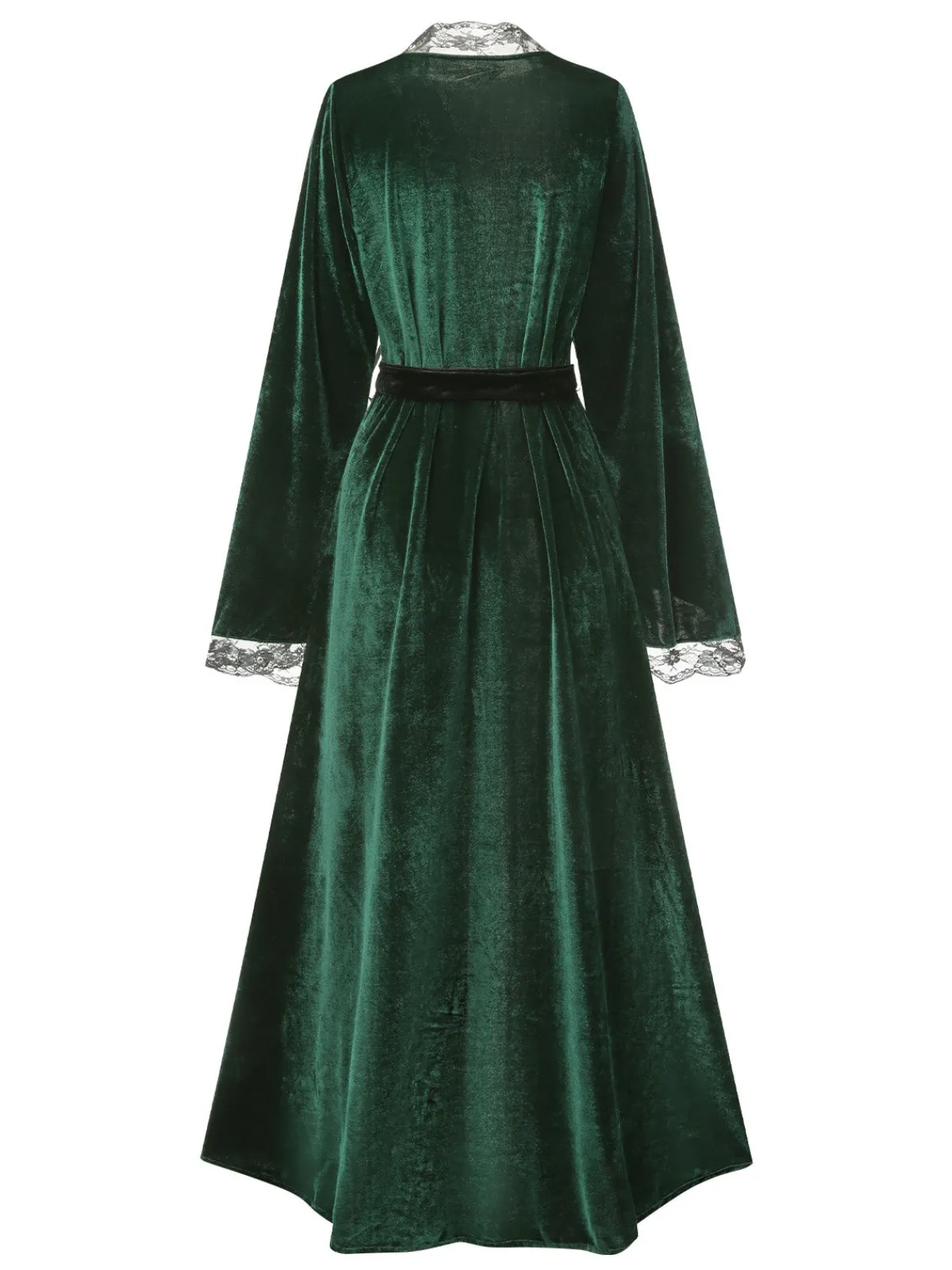 Best Retro Stage 1970s Lace Trim Velvet Lounge Night Robe