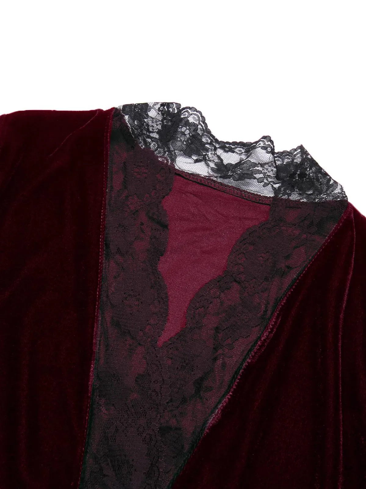 Best Retro Stage 1970s Lace Trim Velvet Lounge Night Robe
